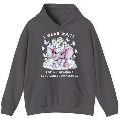 I Wear White for My Grandma Lung Cancer Awareness lung cancer awareness Hoodie Charcoal product mockup