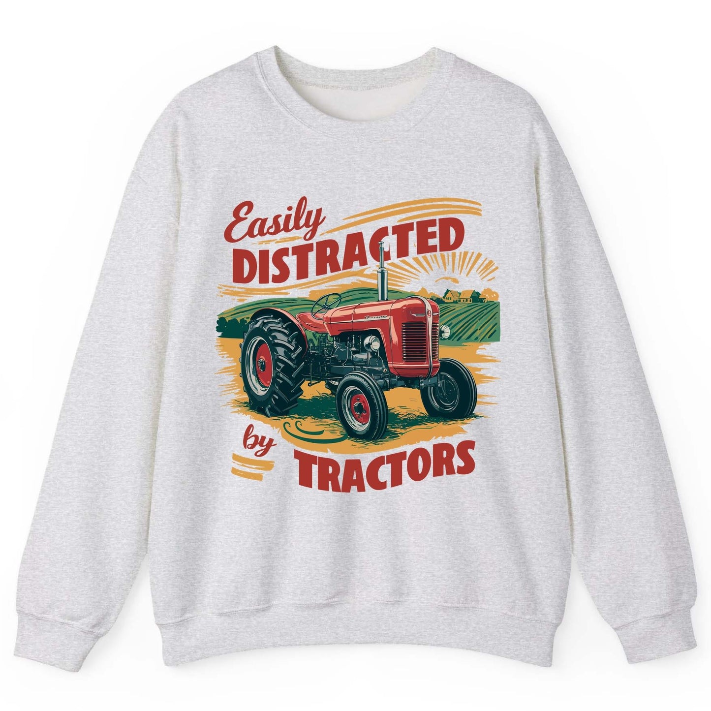 Easily Distracted by Tractors vintage tractor Sweatshirt Ash product mockup