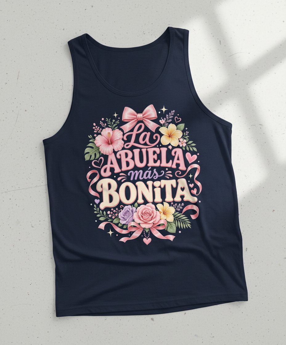 La ABUELA Más BONITA Grandma Tank Top - product mockup - Navy