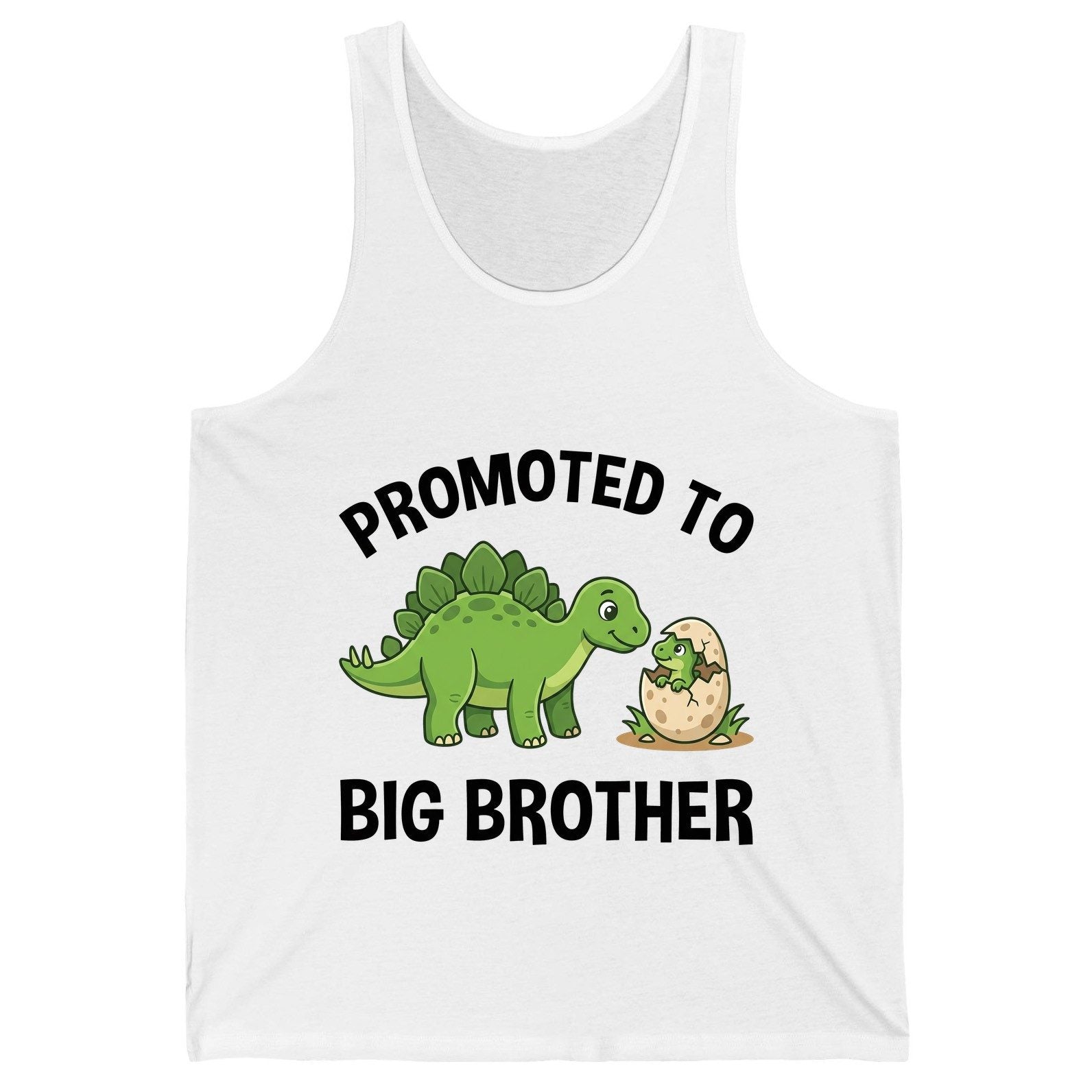 Promoted to Big Brother Dinosaur Tank Top - product mockup - White