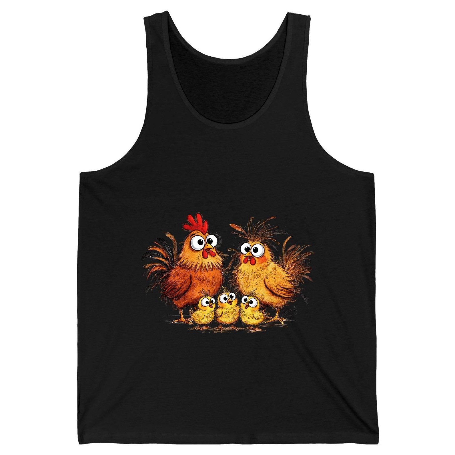 Funny Chicken Family chicken family Tank Top Black product mockup