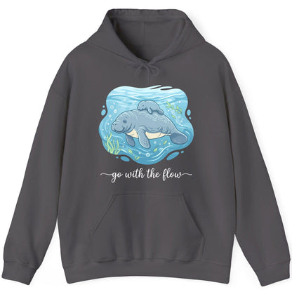 Go with the Flow Manatee Hoodie - product mockup - Charcoal