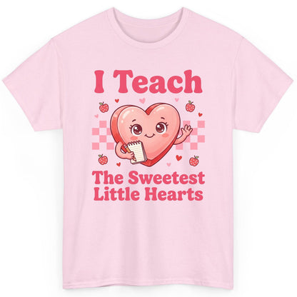 I Teach the Sweetest Little Hearts teacher T-Shirt Light Pink product mockup