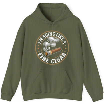I'm Aging Like a Fine Cigar cigar smoking Hoodie Military Green product mockup