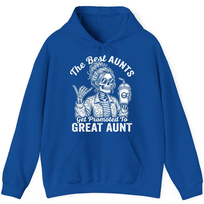 The Best Aunts Get Promoted to GREAT AUNT Funny Announcement Hoodie - product mockup - Royal