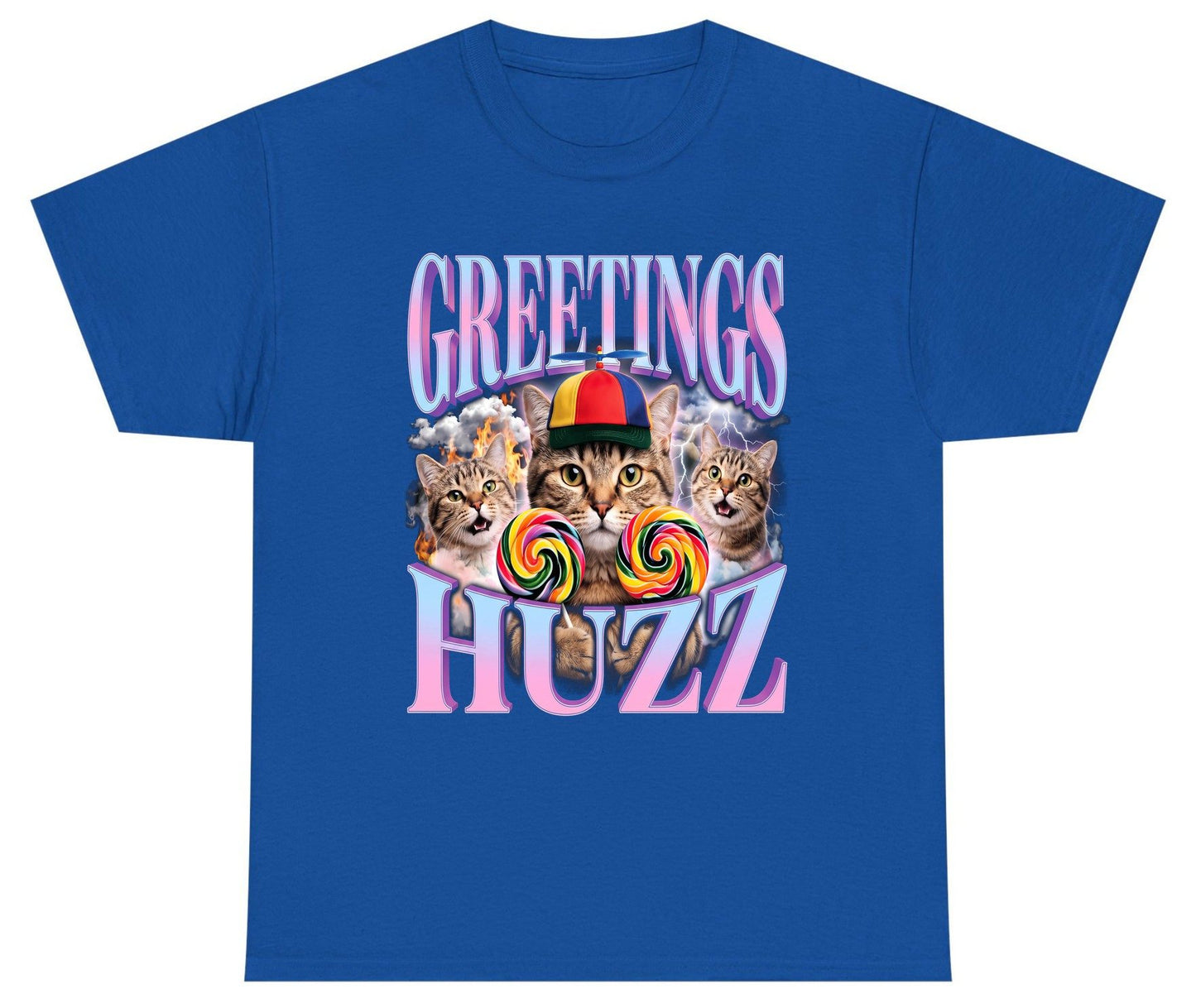 Greetings Huzz Funny Cats Youth T-Shirt - product mockup - Royal