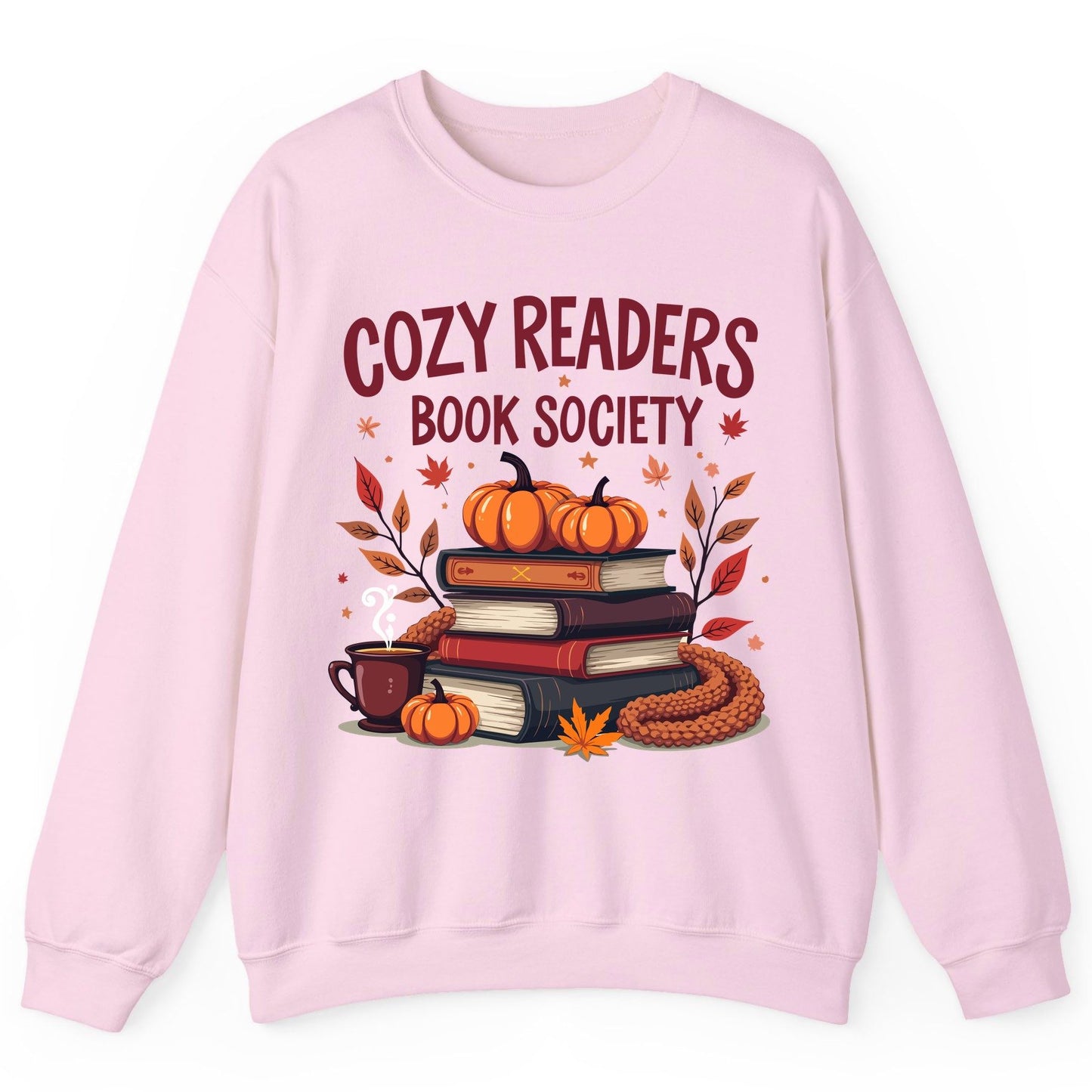 Cozy Readers Book Society reading Sweatshirt Light Pink product mockup
