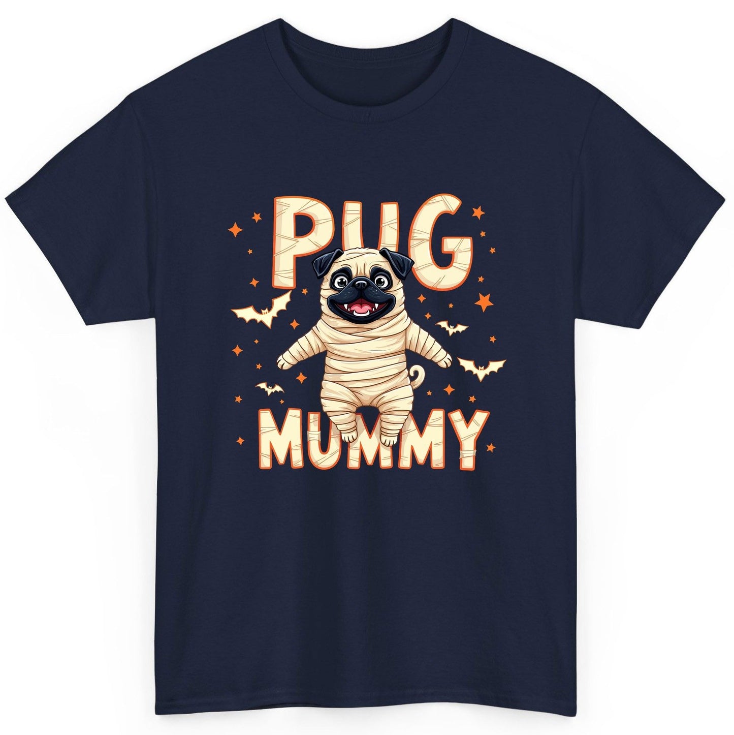 Pug Mummy pug T-Shirt Navy product mockup