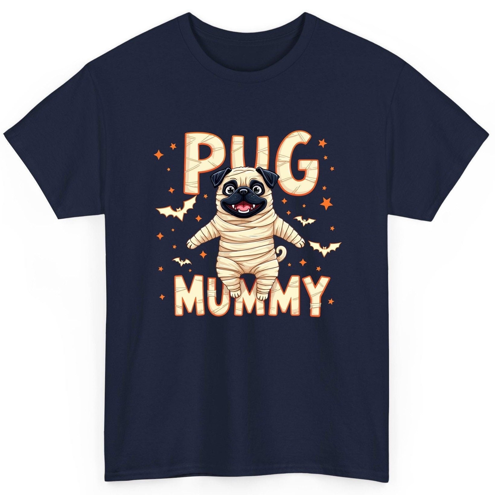 Pug Mummy pug T-Shirt Navy product mockup
