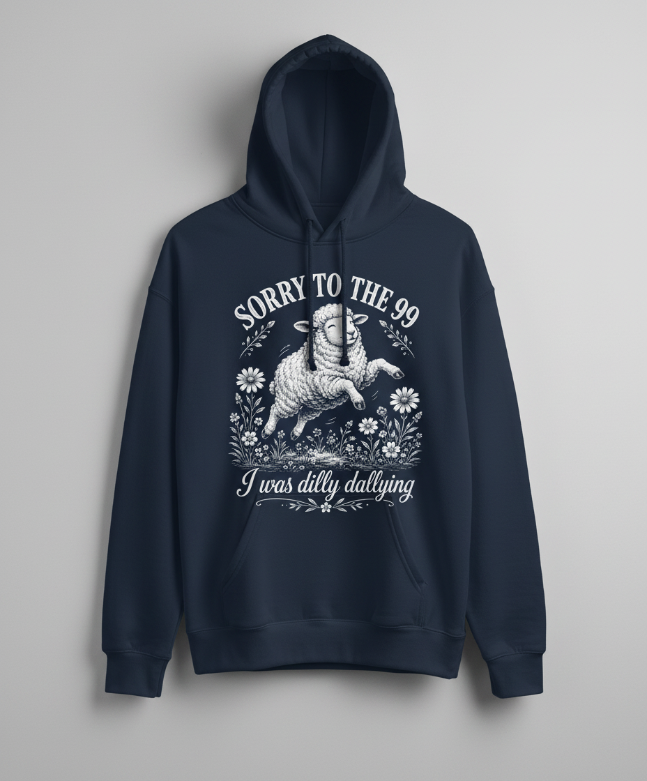 Dilly Dallying Lost Sheep Christian Humor Design Hoodie - Navy