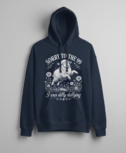 Dilly Dallying Lost Sheep Christian Humor Design Hoodie - Navy
