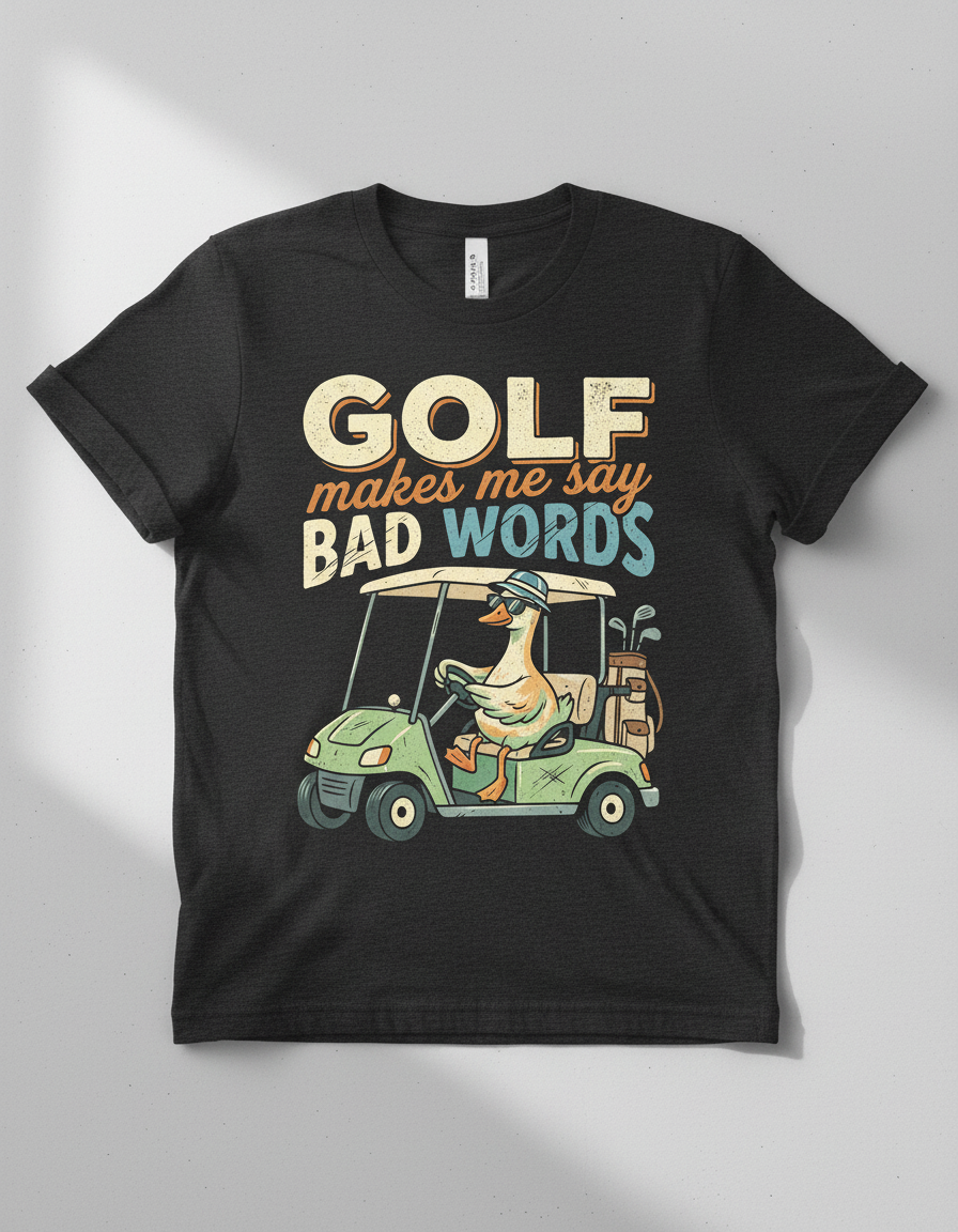 Funny Golf Duck Makes Me Say Bad Words T-Shirt - Dark Heather