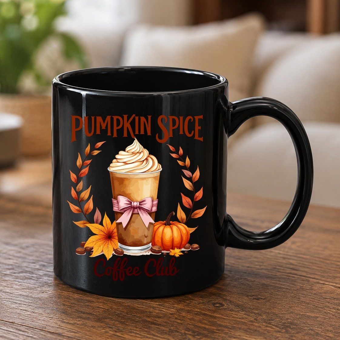 Pumpkin Spice Coffee Club pumpkin spice latte Black Mug Black product mockup