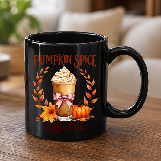 Pumpkin Spice Coffee Club pumpkin spice latte Black Mug Black product mockup