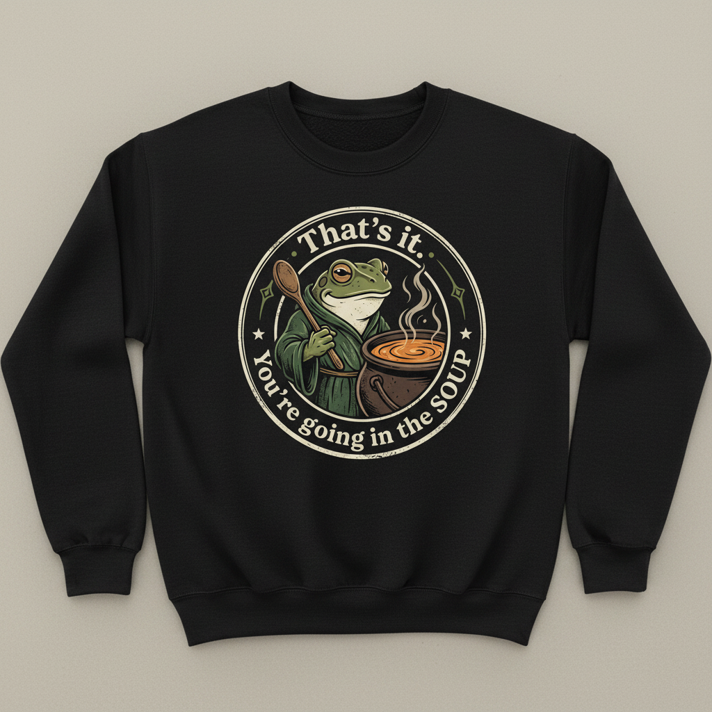 That's It You're Going In The Soup Frog Meme Sweatshirt - Black