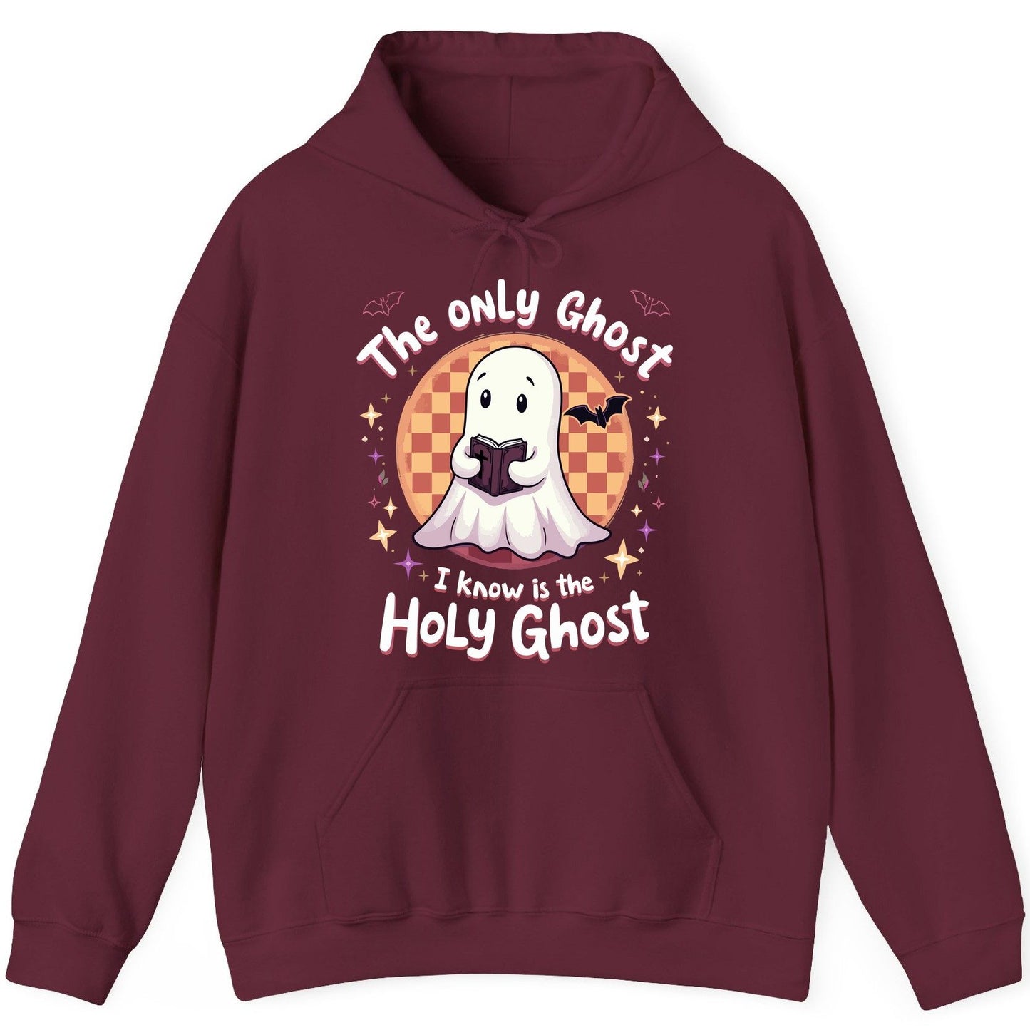 The Only Ghost I Know Is the Holy Ghost christian Halloween Hoodie Maroon product mockup