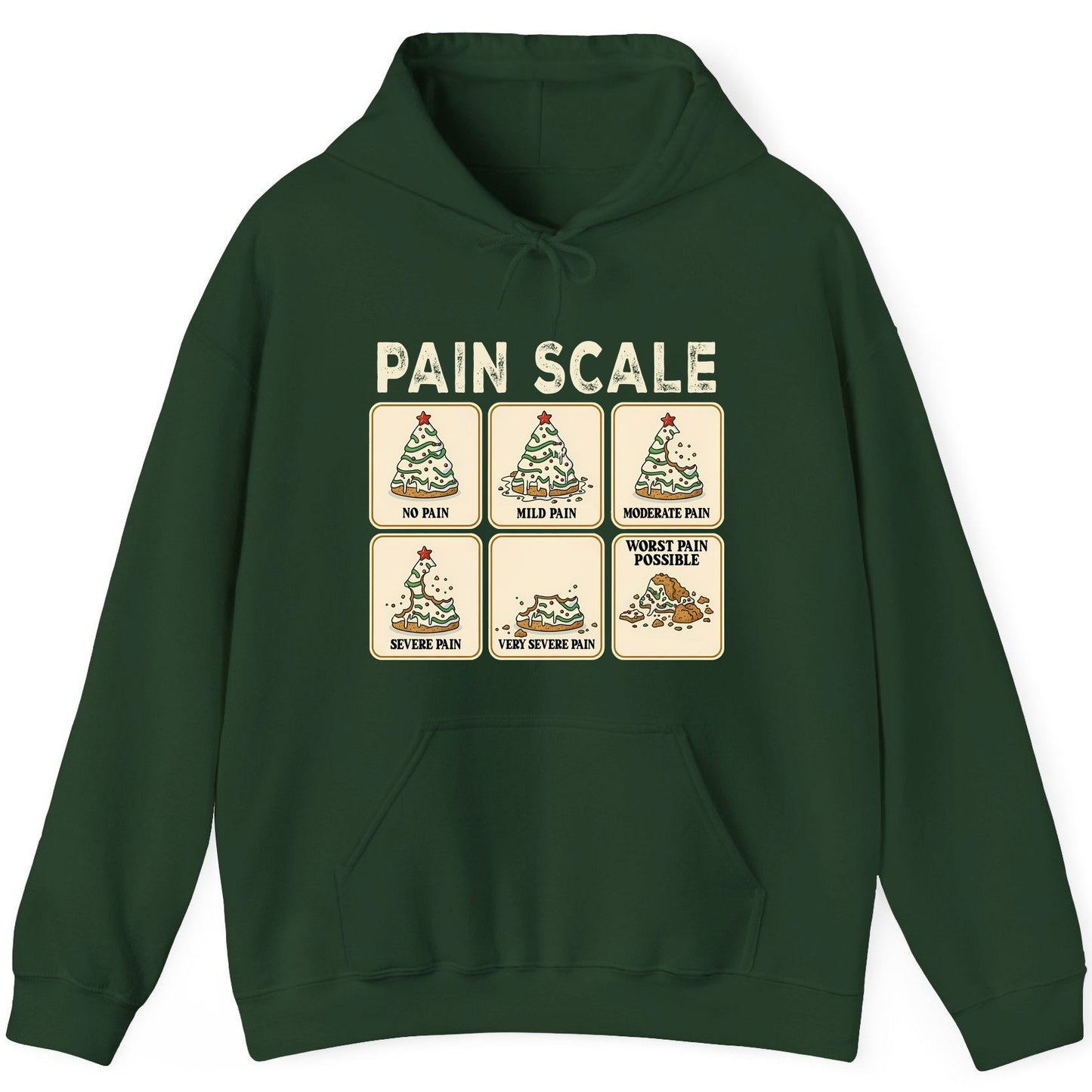 Pain Scale Christmas cookie pain scale Hoodie Forest Green product mockup