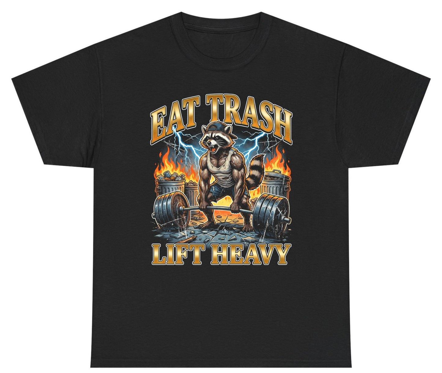 Eat Trash Lift Heavy raccoon Youth T-Shirt Black product mockup