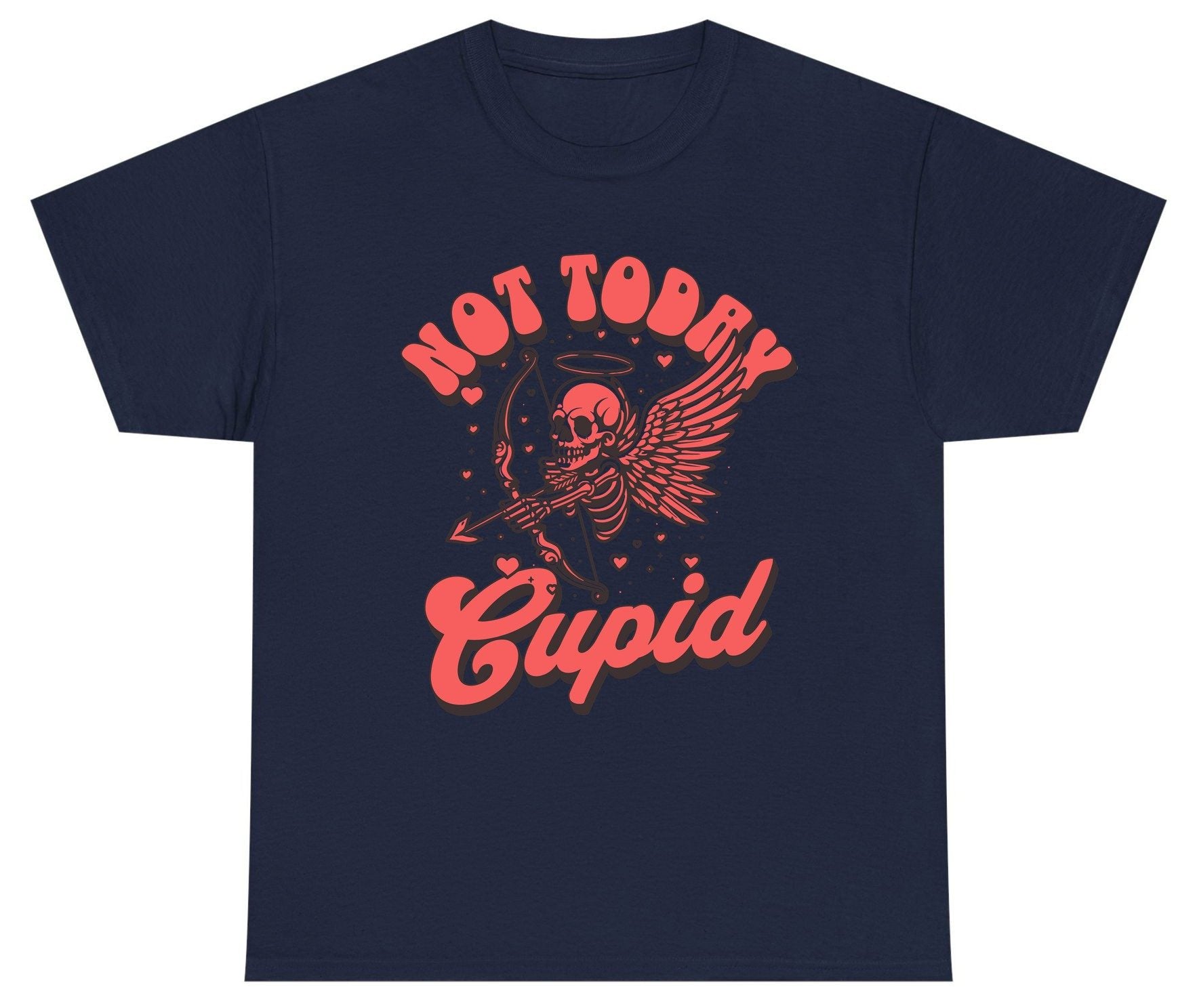 Not Today Cupid skeletal cupid Youth T-Shirt Navy product mockup