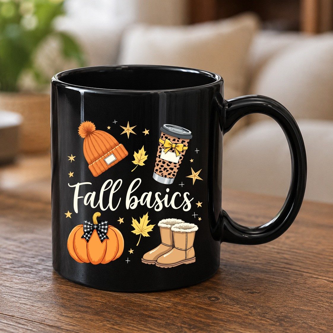 Fall Basics autumn essentials Black Mug Black product mockup