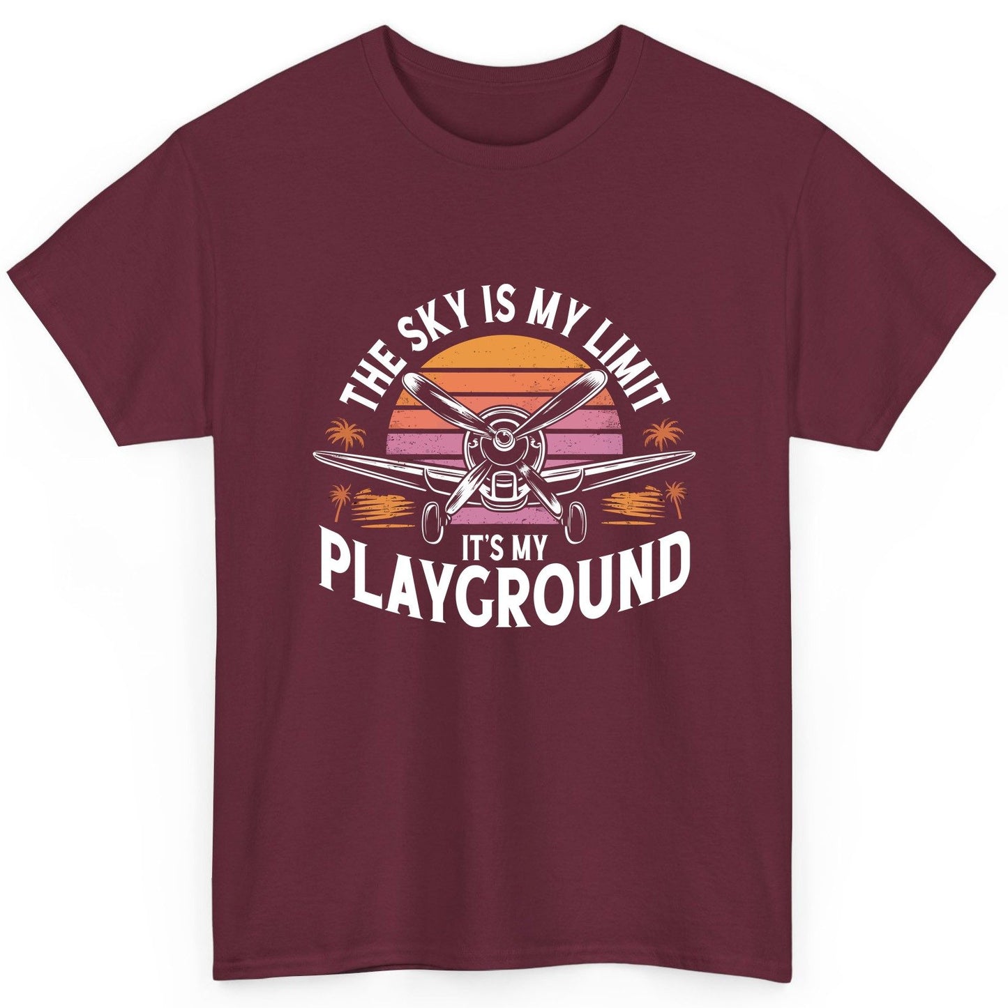 The Sky Is My Limit It's My Playground aviation T-Shirt Maroon product mockup
