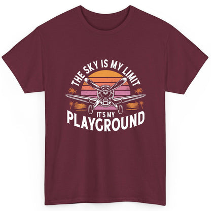 The Sky Is My Limit It's My Playground aviation T-Shirt Maroon product mockup