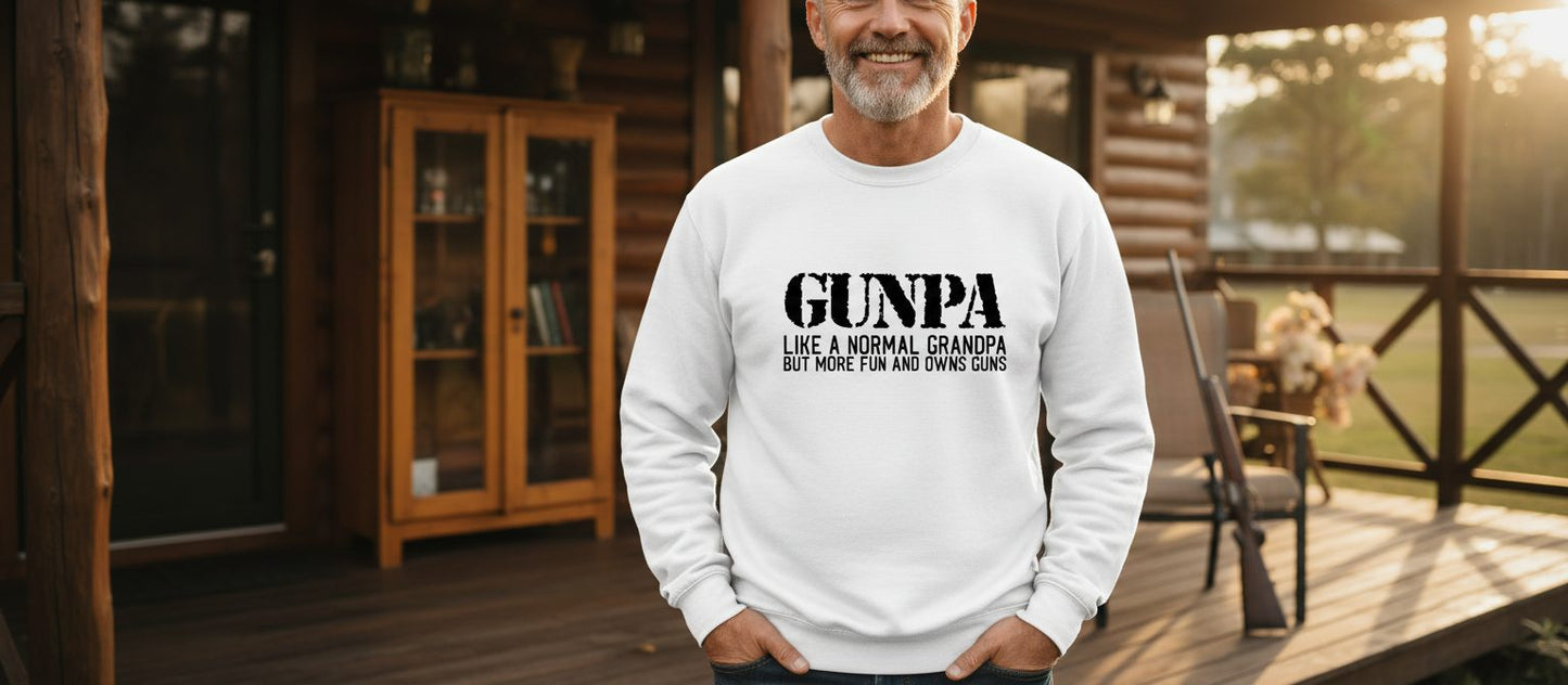 Gunpa Like a Normal Grandpa but More Fun and Owns Guns gun owning grandpa Sweatshirt White lifestyle mockup