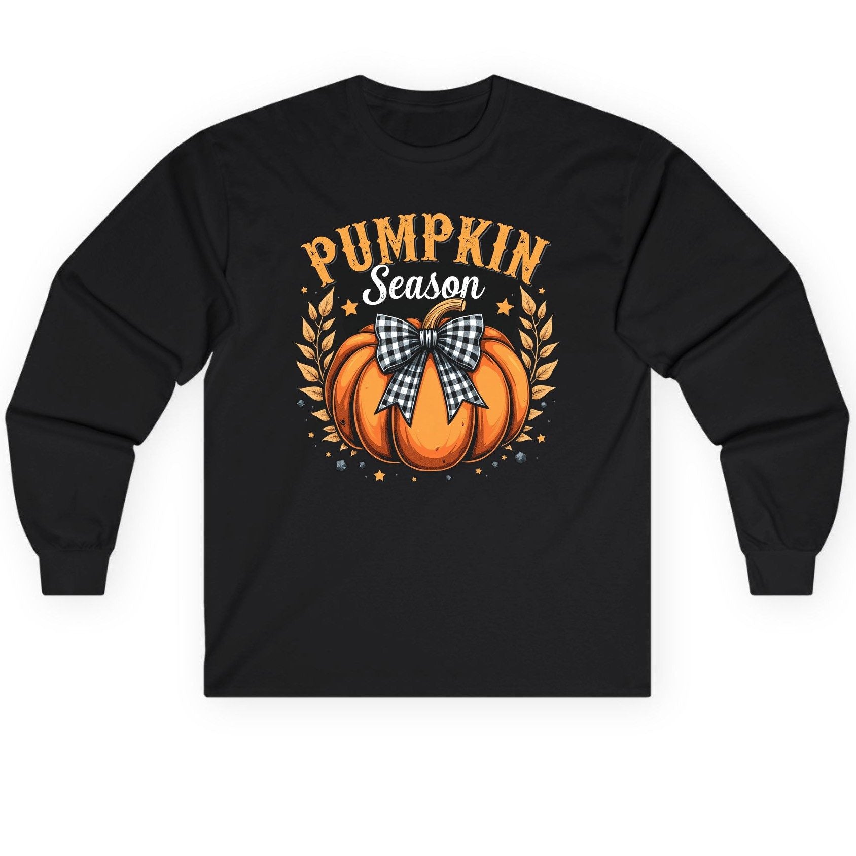 Pumpkin Season fall Long Sleeve Tee Black product mockup