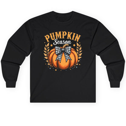 Pumpkin Season fall Long Sleeve Tee Black product mockup