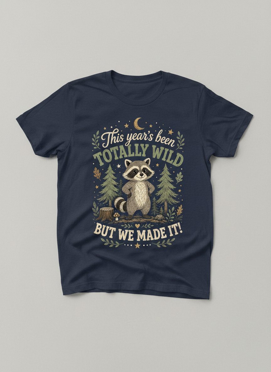 Totally Wild Raccoon Funny Animal Lovers T-Shirt - product mockup - Navy