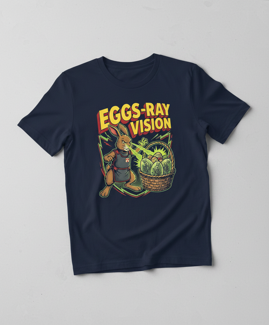 Eggs-Ray Vision Funny Easter Bunny Skeleton T-Shirt - Navy
