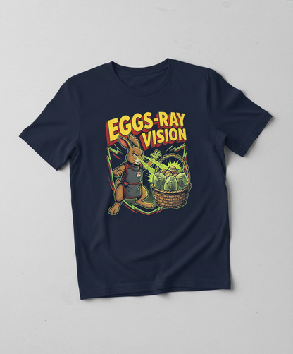 Eggs-Ray Vision Funny Easter Bunny Skeleton T-Shirt - Navy