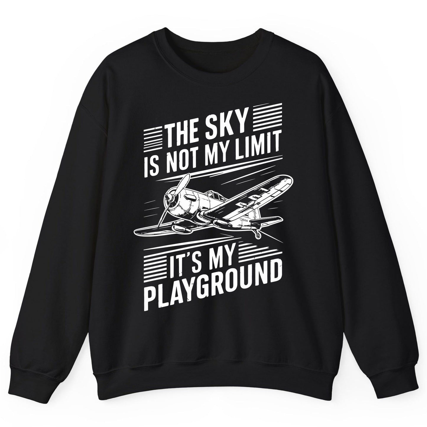 The Sky Is Not My Limit It's My Playground vintage airplane Sweatshirt Black product mockup
