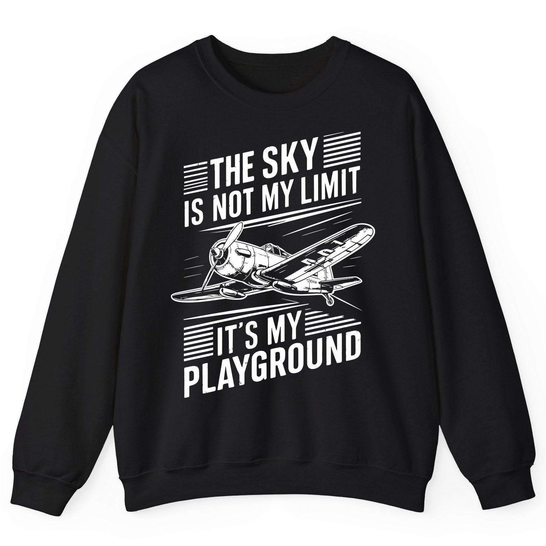 The Sky Is Not My Limit It's My Playground vintage airplane Sweatshirt Black product mockup