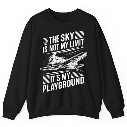 The Sky Is Not My Limit It's My Playground vintage airplane Sweatshirt Black product mockup