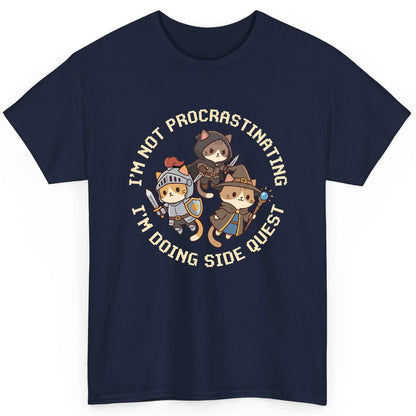 I'm Not Procrastinating I'm Doing Side Quest rpg cats T-Shirt Navy product mockup
