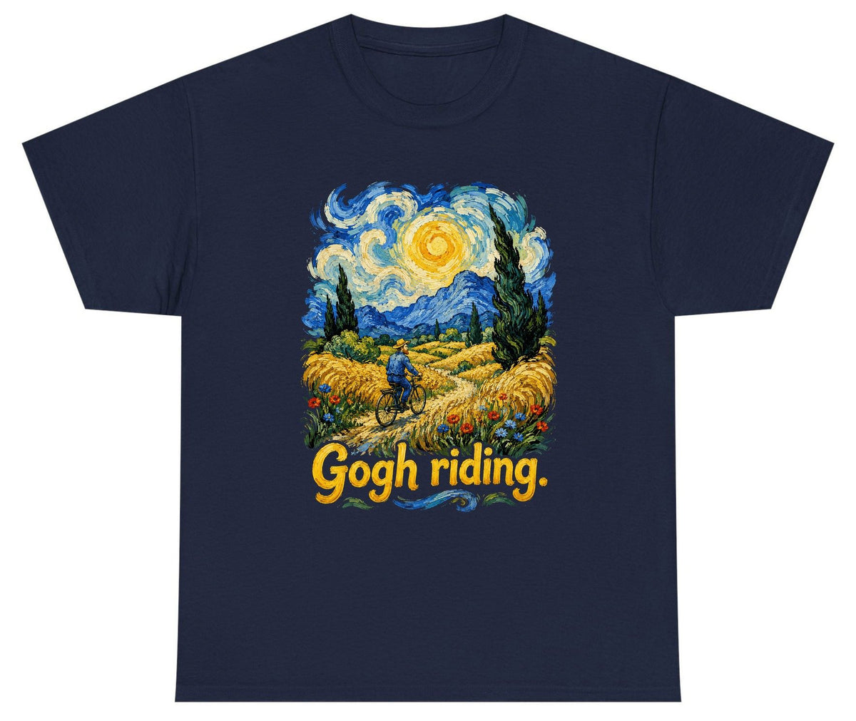 Gogh Riding van gogh art parody Youth T-Shirt Navy product mockup
