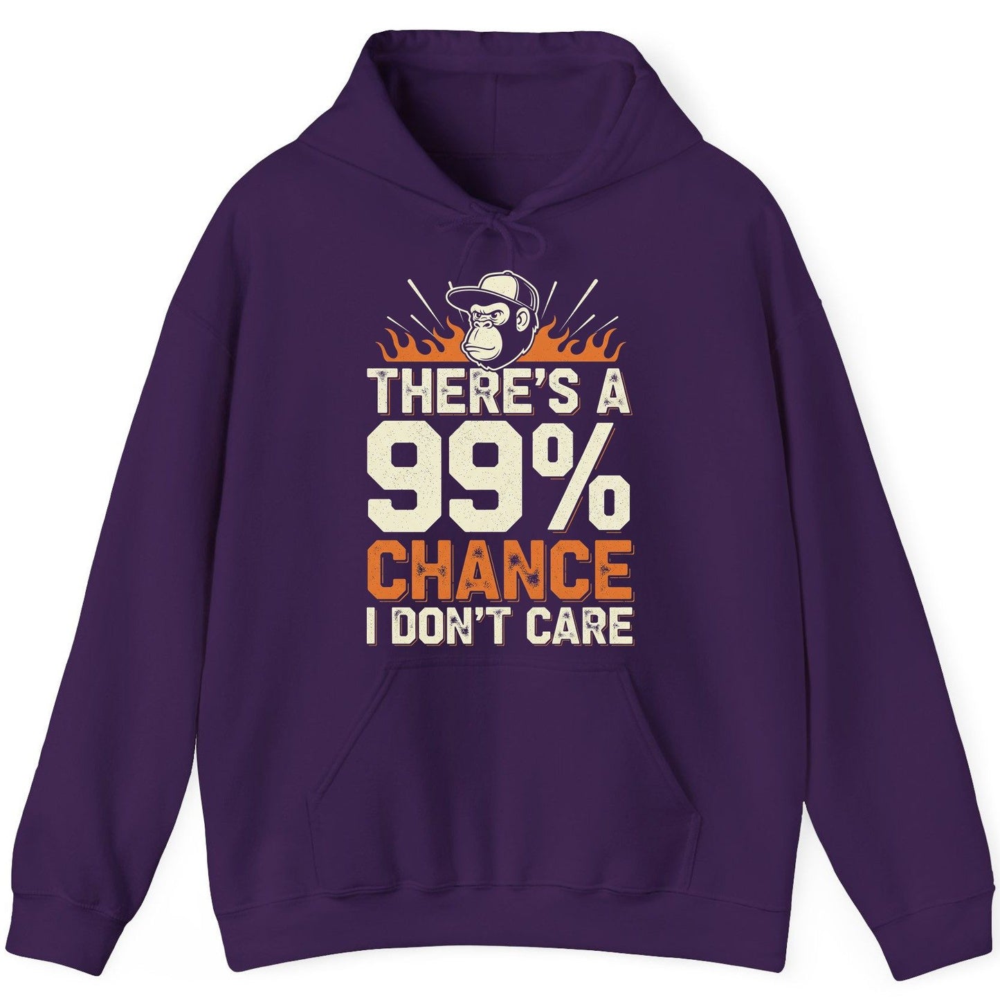 There's a 99% Chance I Don't Care sarcastic monkey Hoodie Purple product mockup