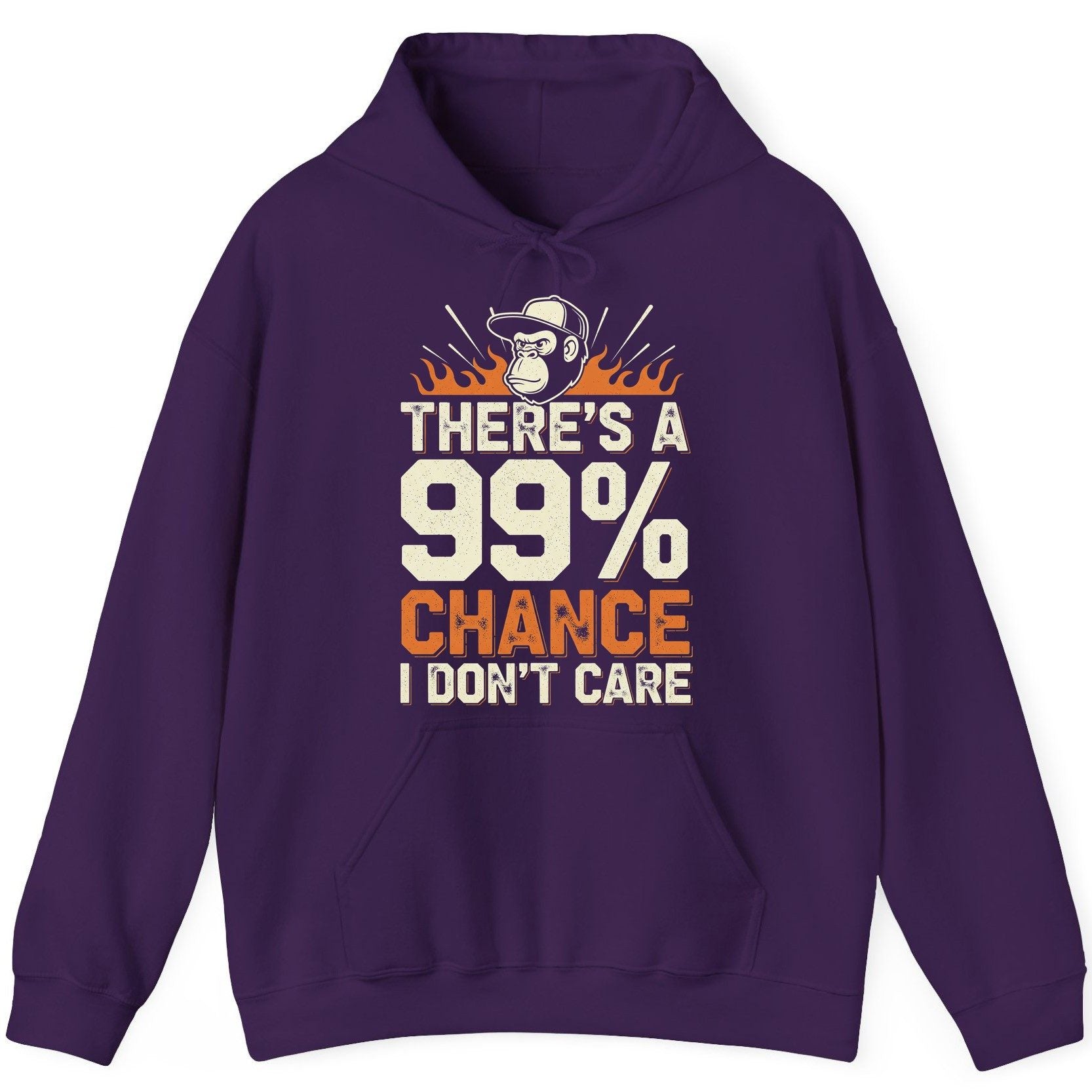 There's a 99% Chance I Don't Care sarcastic monkey Hoodie Purple product mockup