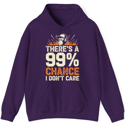 There's a 99% Chance I Don't Care sarcastic monkey Hoodie Purple product mockup