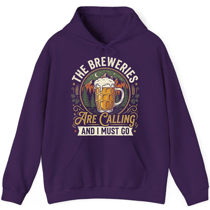 The Breweries Are Calling and I Must Go Funny Craft Beer Hoodie - product mockup - Purple