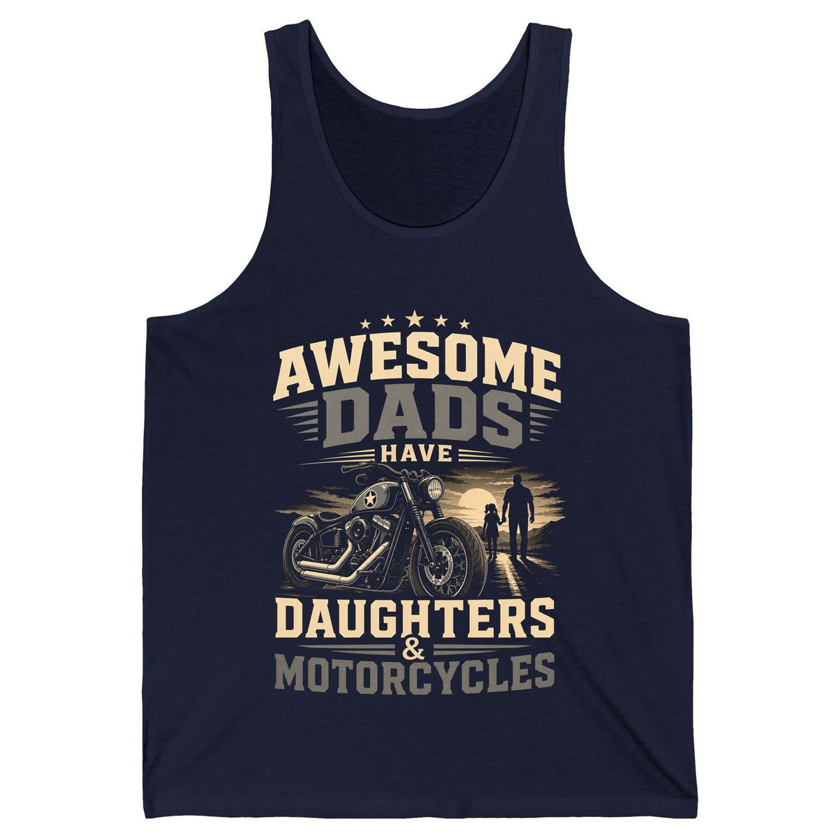 Awesome Dads Have Daughters & Motorcycles biker dad Tank Top Navy product mockup