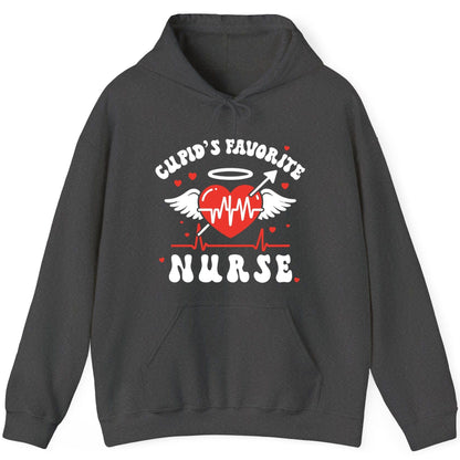 Cupid's Favorite Nurse nursing Hoodie Dark Heather product mockup