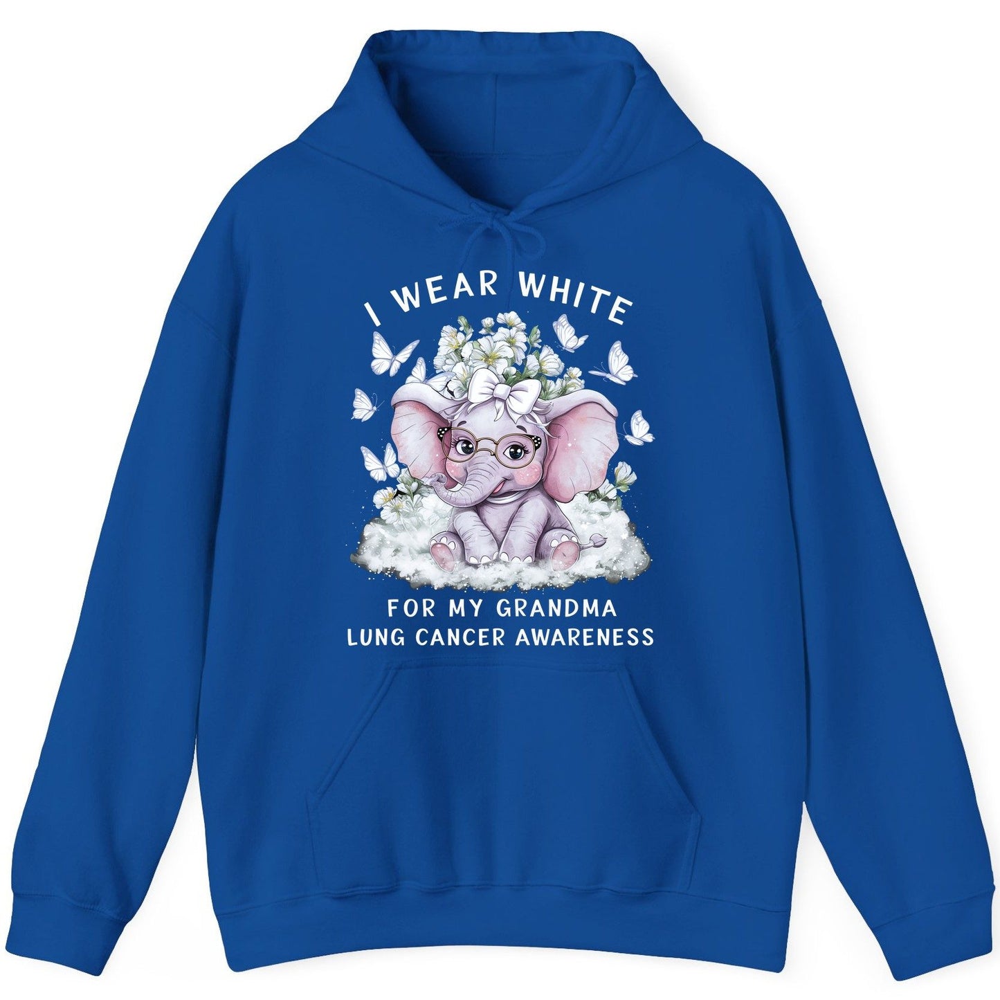 I Wear White for My Grandma Lung Cancer Awareness lung cancer awareness Hoodie Royal product mockup