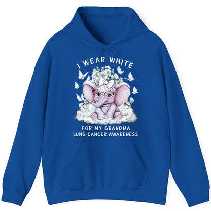 I Wear White for My Grandma Lung Cancer Awareness lung cancer awareness Hoodie Royal product mockup