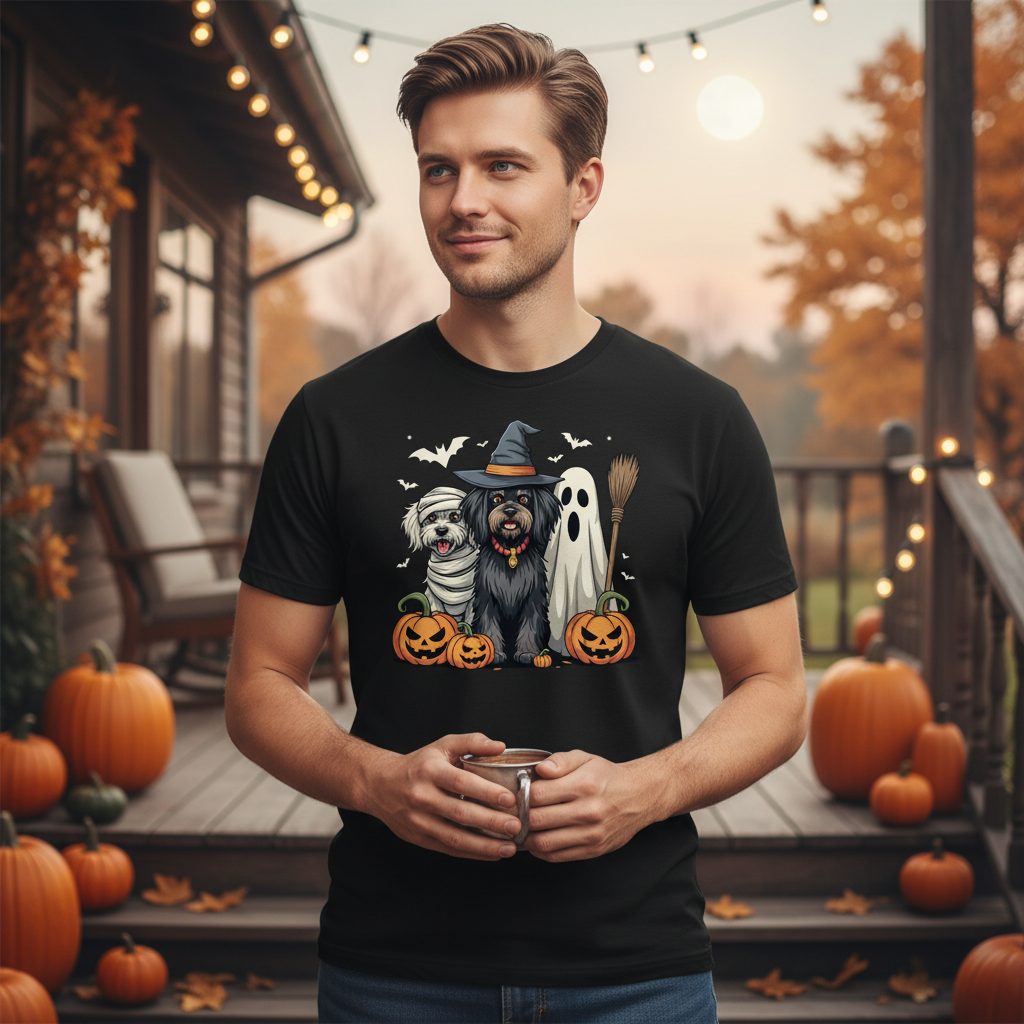 Halloween Dogs in Costumes Halloween dogs T-Shirt Black lifestyle mockup
