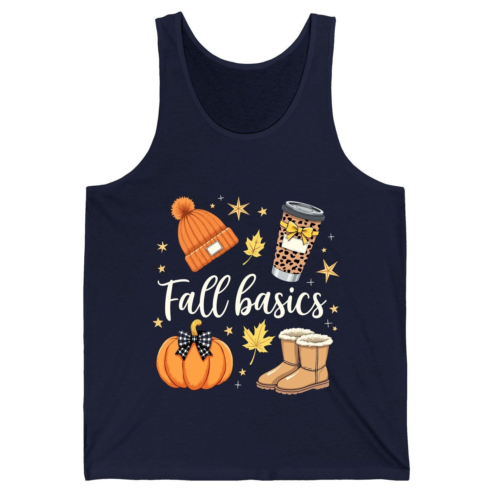 Fall Basics autumn essentials Tank Top Navy product mockup