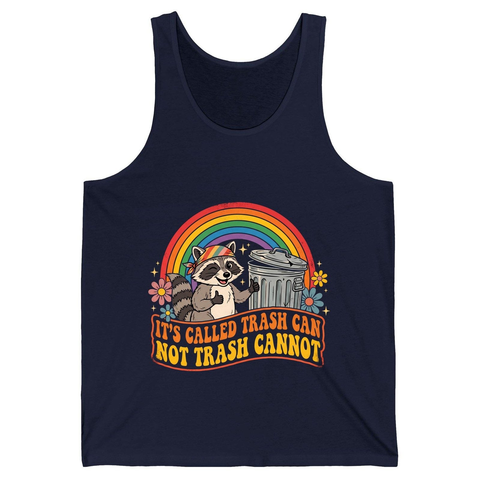 It's Called Trash Can Not Trash Cannot raccoon Tank Top Navy product mockup