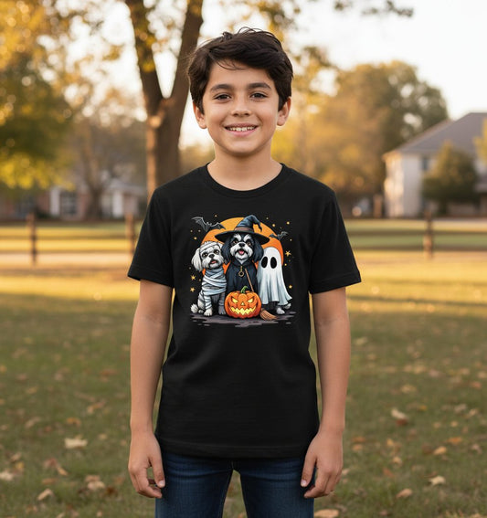 Halloween Dogs Costumes Halloween dogs Youth T-Shirt Black lifestyle mockup