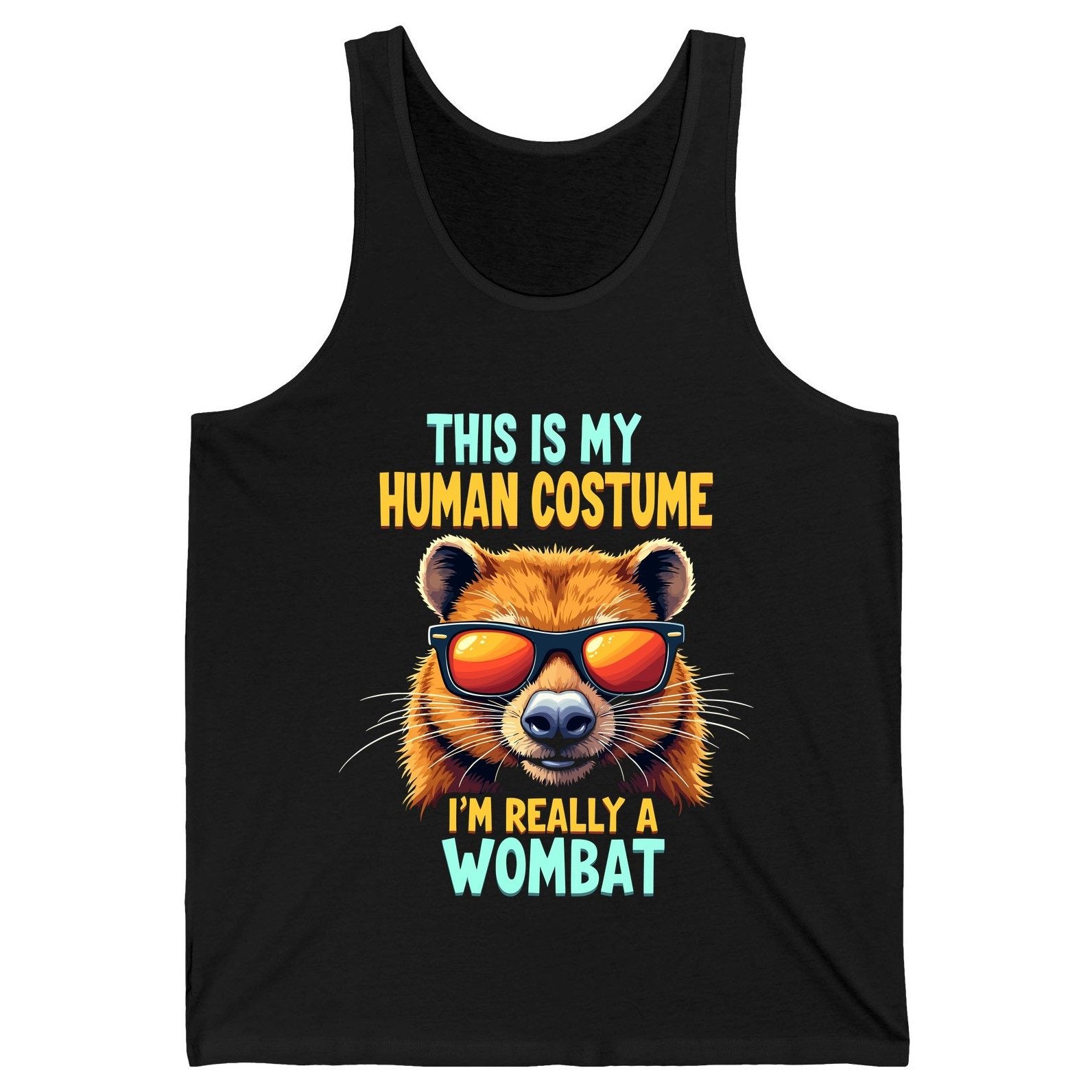 This Is My Human Costume I'm Really a Wombat wombat Tank Top Black product mockup